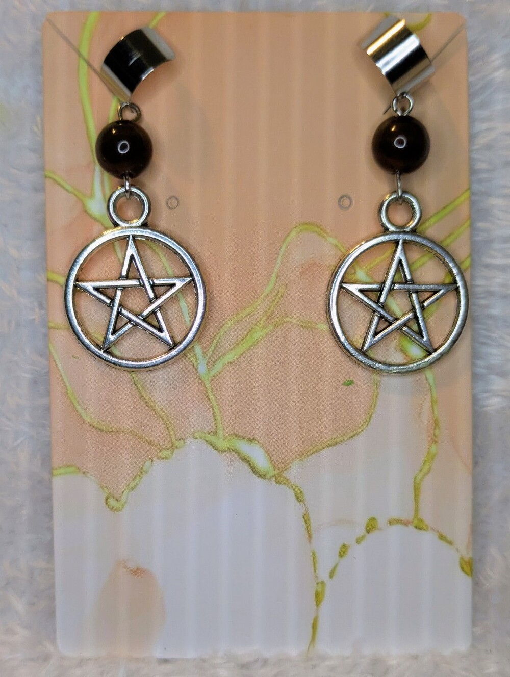 Handmade Pentacle Ear Cuffs With Tigers Eye